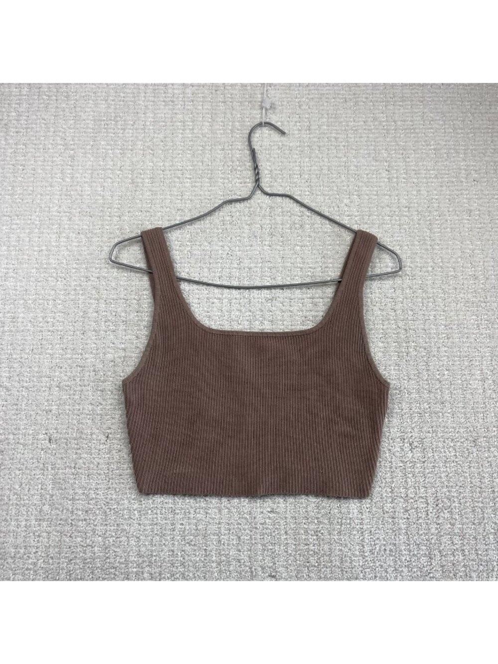 Babaton Women’s Sculpt Ribbed Crop Tank Top Squareneck Size M Minimalist basics